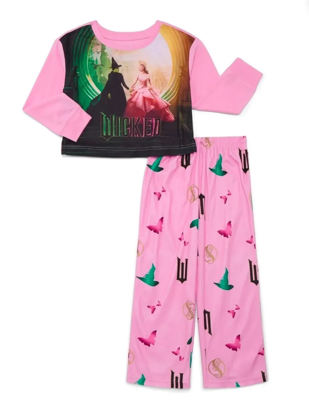 Wicked Girls Pajamas Set Shirt Pants Movie Elphaba Glinda Pink Green, NEW